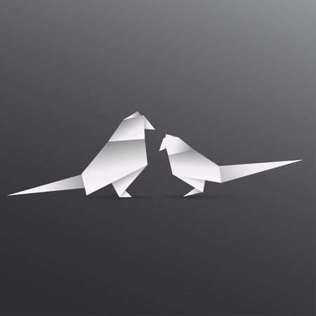 Origami paper bird on abstract backgroundのイラスト素材