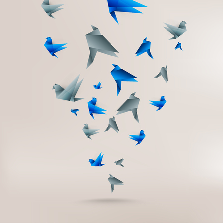 Origami paper bird on abstract backgroundのイラスト素材
