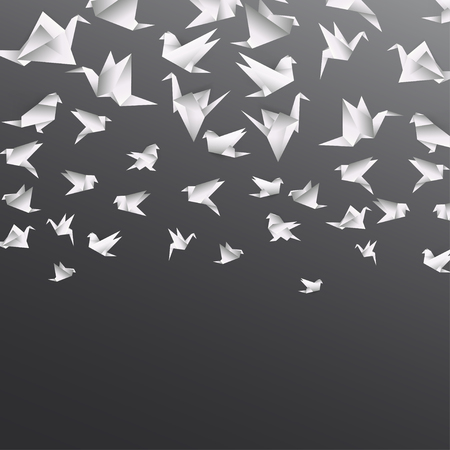 Origami paper bird on abstract backgroundのイラスト素材