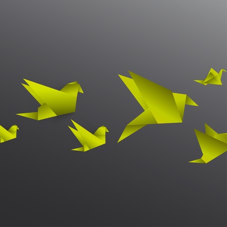 Origami paper bird on abstract backgroundのイラスト素材
