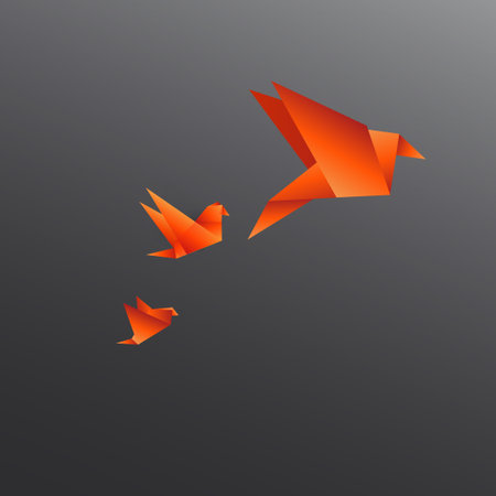 Origami paper bird on abstract backgroundのイラスト素材