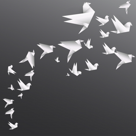 Origami paper bird on abstract backgroundのイラスト素材