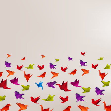 Origami paper bird on abstract backgroundのイラスト素材