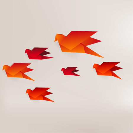 Origami paper bird on abstract backgroundのイラスト素材