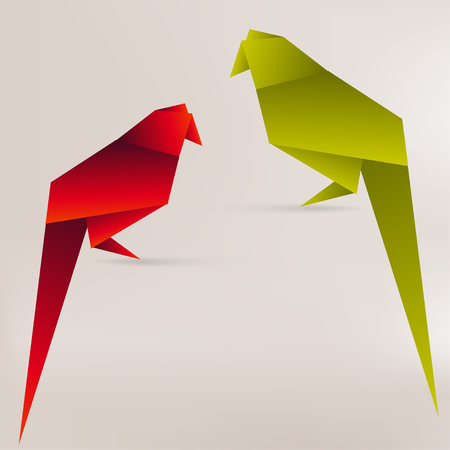 Origami paper bird on abstract backgroundのイラスト素材