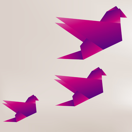 Origami paper bird on abstract backgroundのイラスト素材