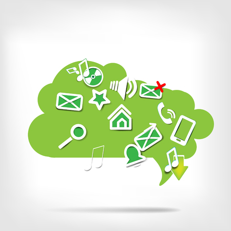 Abstract speech bubble with web iconsのイラスト素材