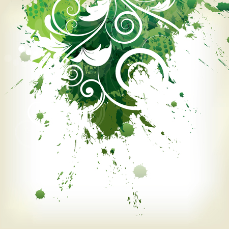 Abstract background with splash and floral elementsのイラスト素材