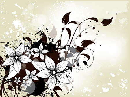 Floral spring background with flowers and swirlsのイラスト素材