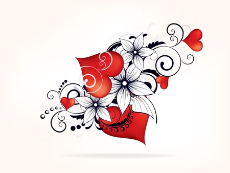 abstract floral background with hearts and flowersのイラスト素材