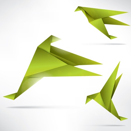 Origami paper bird on abstract backgroundのイラスト素材
