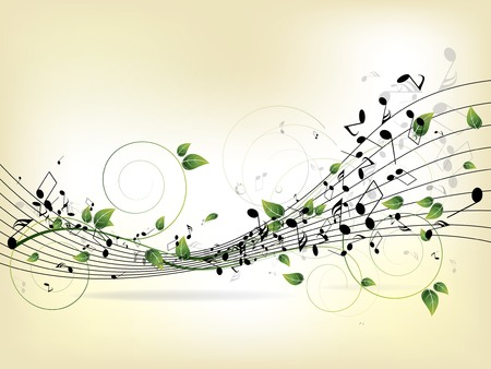 Floral musical background with notesのイラスト素材