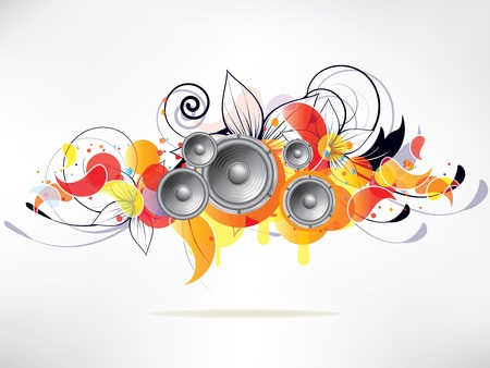 abstract music background with floral elements and swirlsのイラスト素材