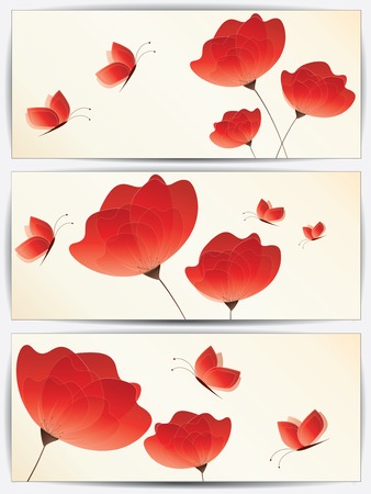 Set of abstract cards with flowers and floral elementsのイラスト素材