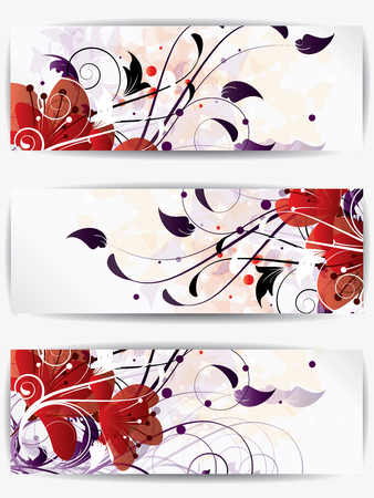 Set of abstract cards with flowers and floral elementsのイラスト素材