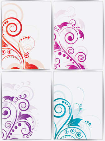 Set of abstract cards with flowers and floral elementsのイラスト素材