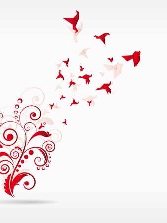Origami japan paper flying birdのイラスト素材