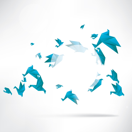 Origami paper bird on abstract backgroundのイラスト素材