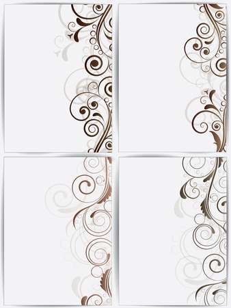 Set of abstract cards with flowers and floral elementsのイラスト素材