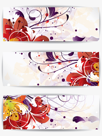 Set of abstract cards with flowers and floral elementsのイラスト素材