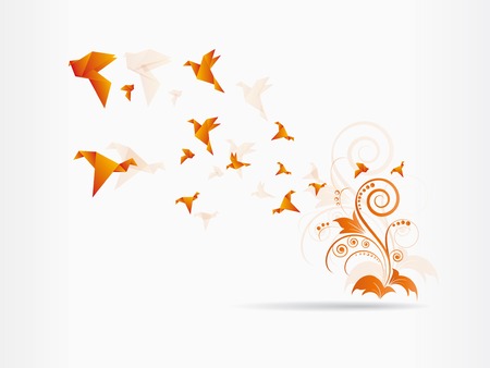 Origami japan paper flying birdのイラスト素材