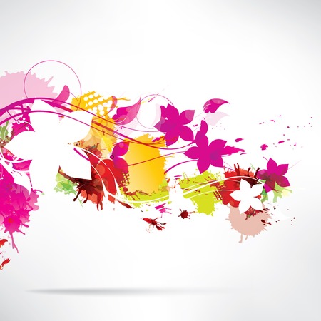 Abstract background with splash and flowersのイラスト素材