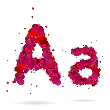 Letter A made from hearts. Love alphabetのイラスト素材