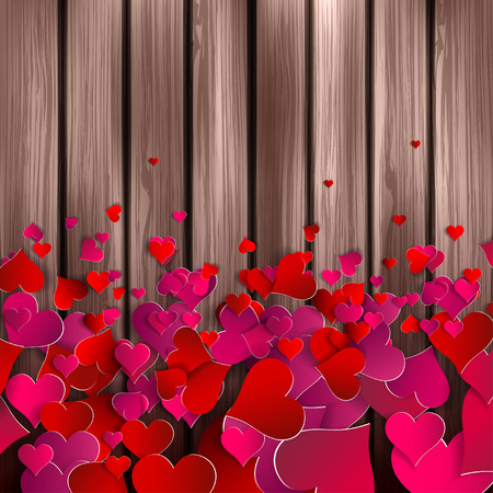 Abstract heart on wooden backgroundのイラスト素材