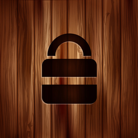 Padlock web icon. Wooden texture.のイラスト素材