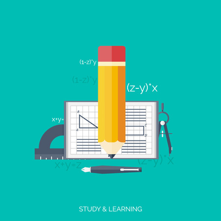 Flat concept of education and knowledge. SymbolFlat concept education background. Back to school. Distance learning. Study in univercity.のイラスト素材