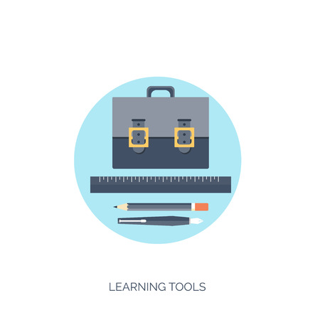 Flat vector illustration. Study and learning concept background. Distance education, brainstorm and knowledge growth,school and university subjects.Success and smart ideas, skills up.のイラスト素材