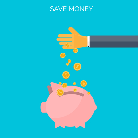 Save money flat concept background. Time is moneyのイラスト素材