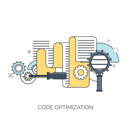 Vector illustration. Flat computing background. Programming,coding. Web development and search. SEO. Innovation, technologies. Mobile app. Development, optimization.のイラスト素材