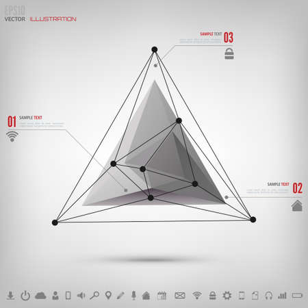 Abstract polygonal geometric background with web icons. Triangle elements.のイラスト素材