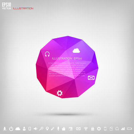 Abstract polygonal geometric background with web icons. Triangle elements.のイラスト素材