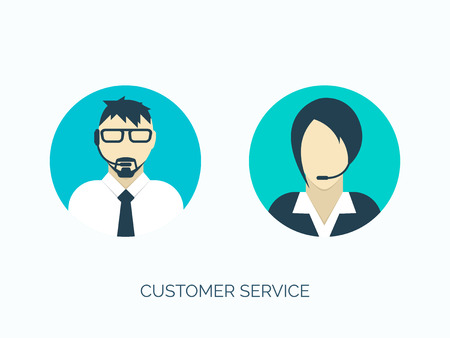 Vector illustration. Flat customer service avatars. Communication and online support.のイラスト素材