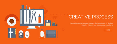 Vector illustration. Flat study backgrounds set. Education and online courses, web tutorials, e-learning. Study and creative process. Power of knowledge. Video tutorials.のイラスト素材