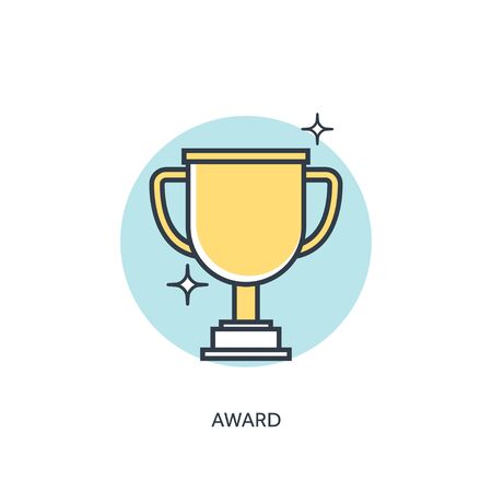 Flat lined trophy icon.のイラスト素材