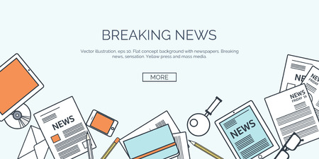 Vector illustration. Flat backgrounds set. Online news. Newsletter and information. Business and market news. Financial report.のイラスト素材