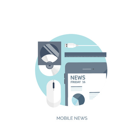 Vector illustration. Flat background. Online news. Newsletter and information. Business and market news. Financial report.のイラスト素材