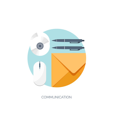 Vector illustration. Flat communication background. Emailing. Social network. Business correspondence.のイラスト素材