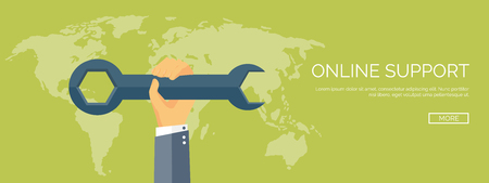Vector illustration. Flat background. Web service. Mechanical tools. Development and online support.のイラスト素材