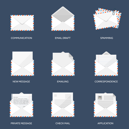 Vector illustration. Flat background with letter. Emailing concept background. Spam and sms writing.Lettering.のイラスト素材