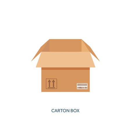 Vector illustration. Flat carton box. Transport, packaging, shipment. Post service and delivery.のイラスト素材