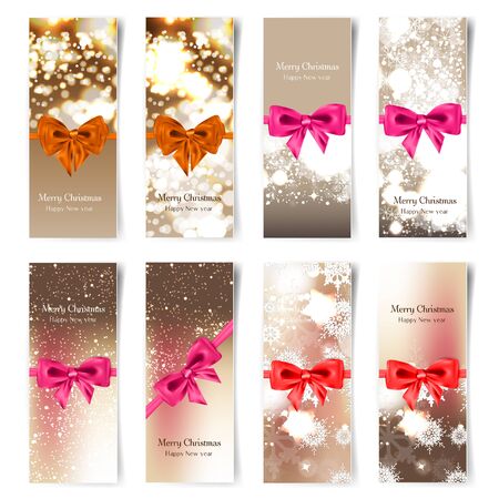 Vector illustration. Set with Christmas greeting cards. New year. Celebration.のイラスト素材