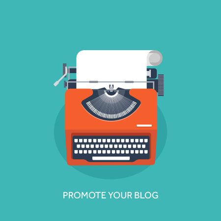 Vector illustration.  Flat typewrite. Tell your story. Author. Blogging.のイラスト素材