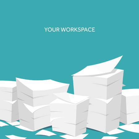 Vector illustration. Flat background Paperwork ,office routine, documents. Workspace. Vector illustration. Flat background Paperwork ,office routine, documents. Workspace.