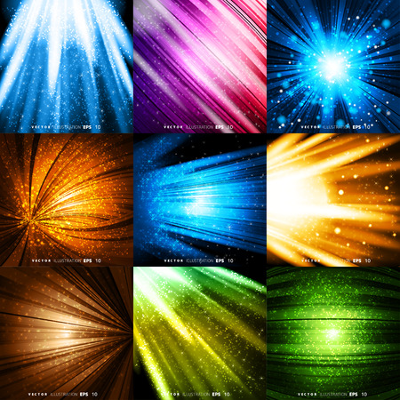 Abstract colored background with waves and lines. Set.のイラスト素材