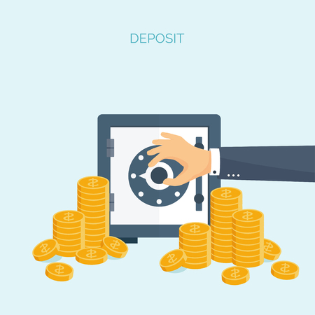 Vector illustration. Flat header. Money, money making. Web payments. World currency. Internet store, shopping. Pay per click. Business.のイラスト素材