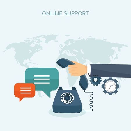 Vector illustration. Flat header.  Business communication, correspondence. Social network. Global communication. Web chatのイラスト素材